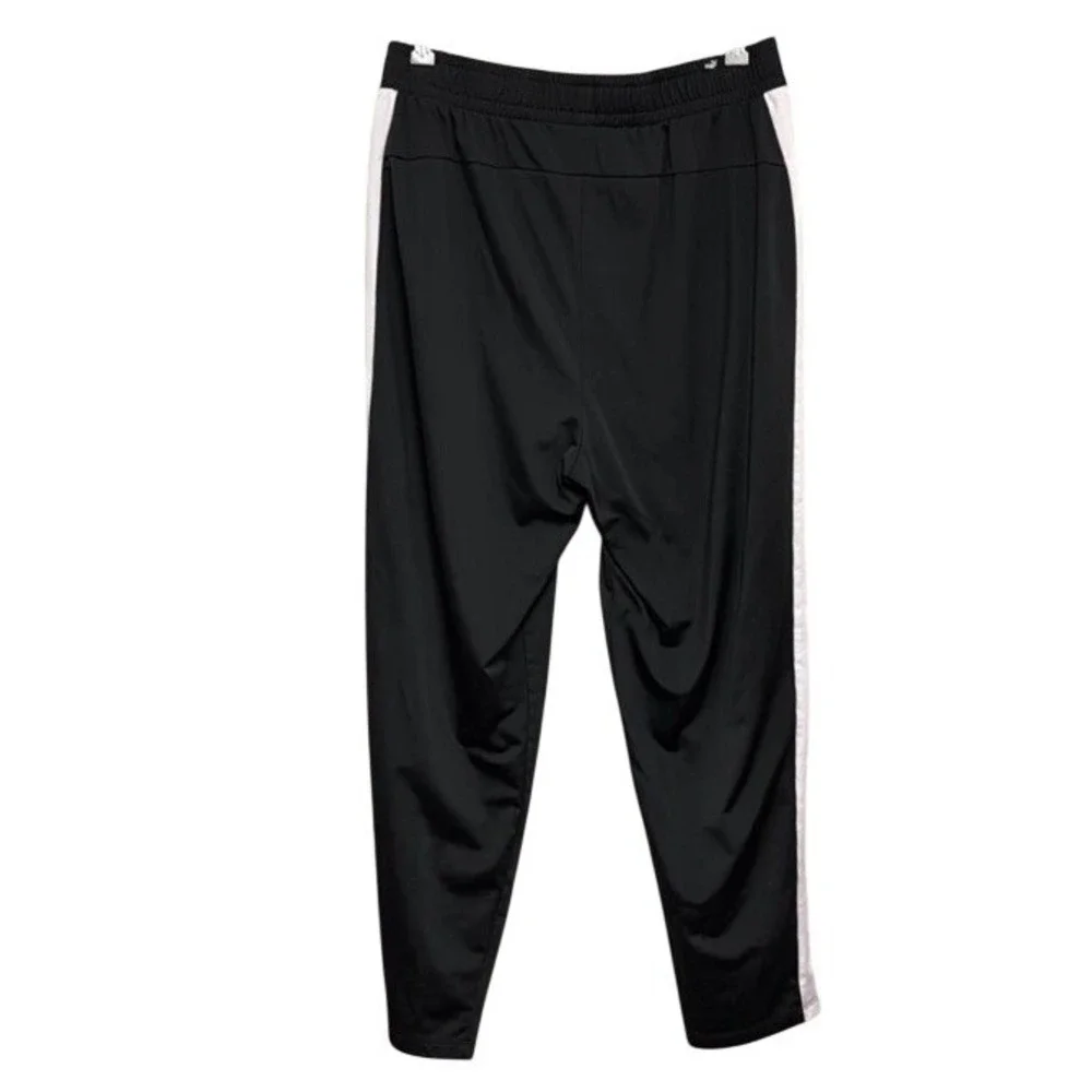 Puma Black Athletic Track‎ Pants White Side Stripe Joggers Mens L